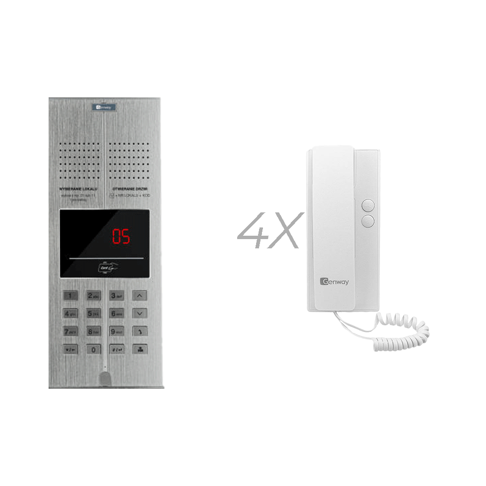 GENWAY WL-03NL-V2 4-family intercom set, Polish announcements