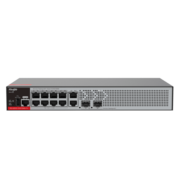 RUIJIE RG-S2915-10GT2MS-P-L Managed PoE Switch, 8x Gigabit PoE + 2x SFP + 1x Console