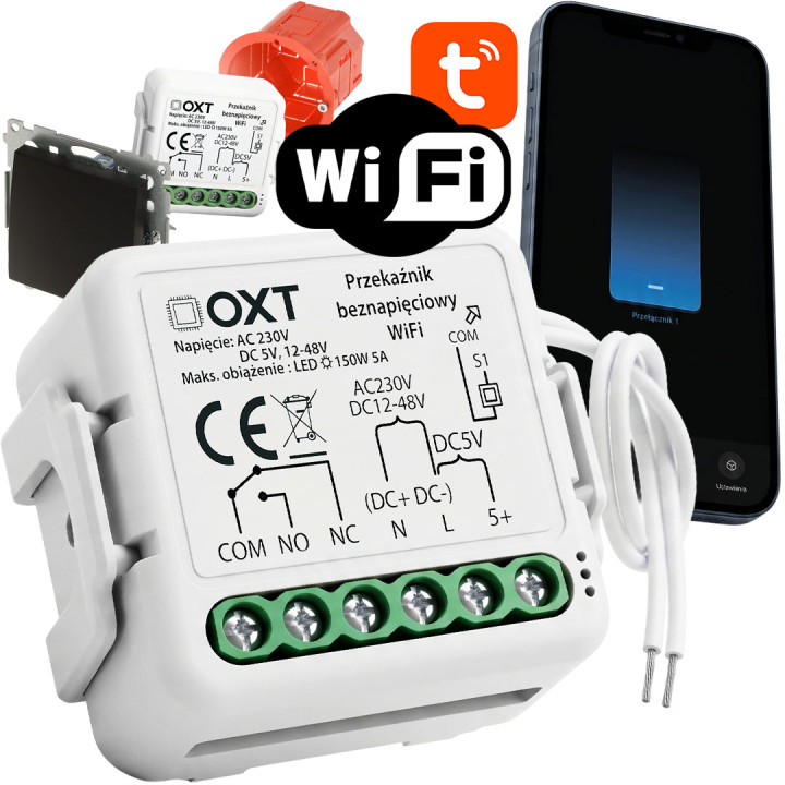 OXT minimoodul | Pingevaba relee AC 230V DC 5V 12-48V WiFi TUYA