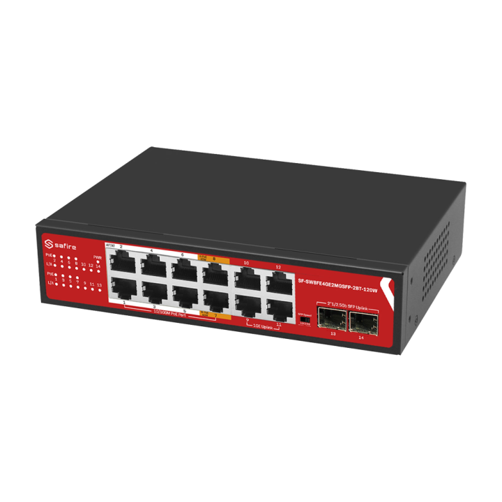 SAFIRE SF-SW8FE4GE2MGSFP-2BT-120W Управляемый PoE коммутатор 11 портов 120W