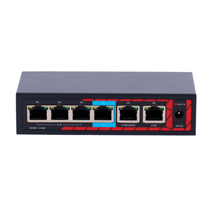 SAFIRE SF-POE-EXT0604-60 PoE pagarinātājs 4 porti Gigabitu 60W