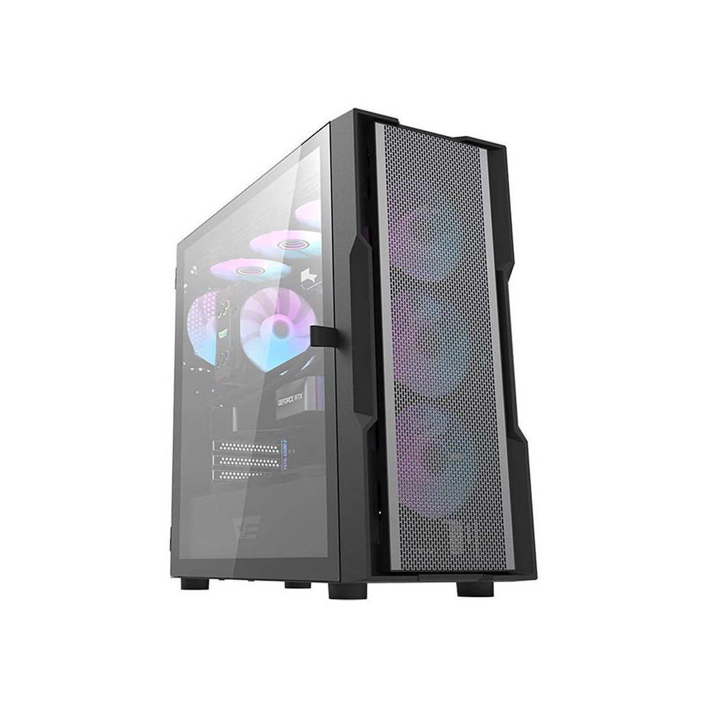 Darkflash DK431 Mesh-tietokonekotelo (musta) + 4 ARGB-tuuletinta