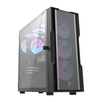 Darkflash DK431 Mesh-tietokonekotelo (musta) + 4 ARGB-tuuletinta