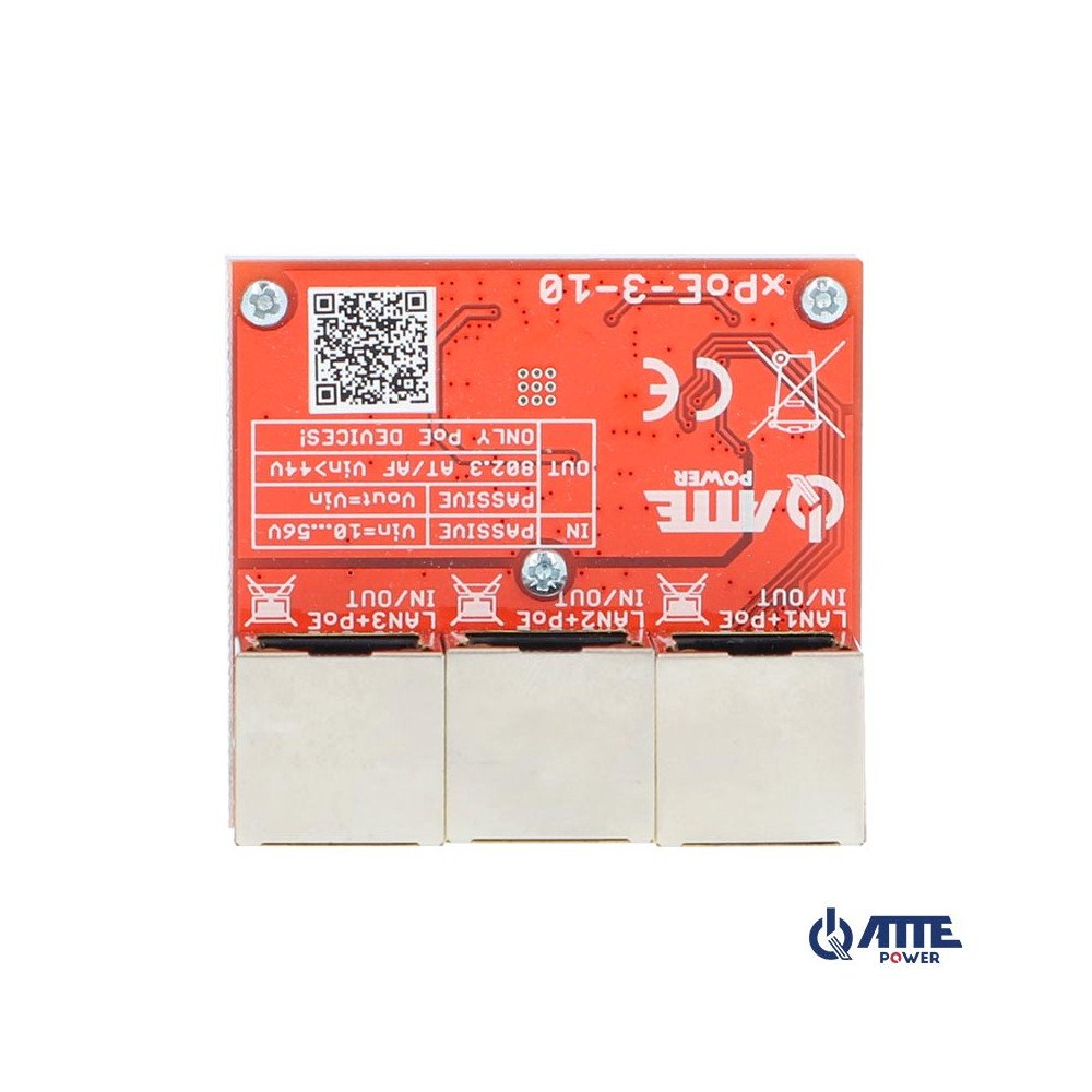 3 prievadu PoE jungiklis 10/100Mbps ATTE XPOE-3-10