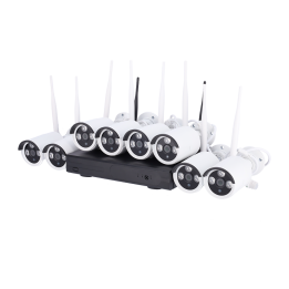 NIVIAN RETAIL NV-KIT830W-8CAM 8 kanalų 2MP PoE IP kameros rinkinys su 8 kulkų kameromis, 1080p lauko stebėjimo sistema