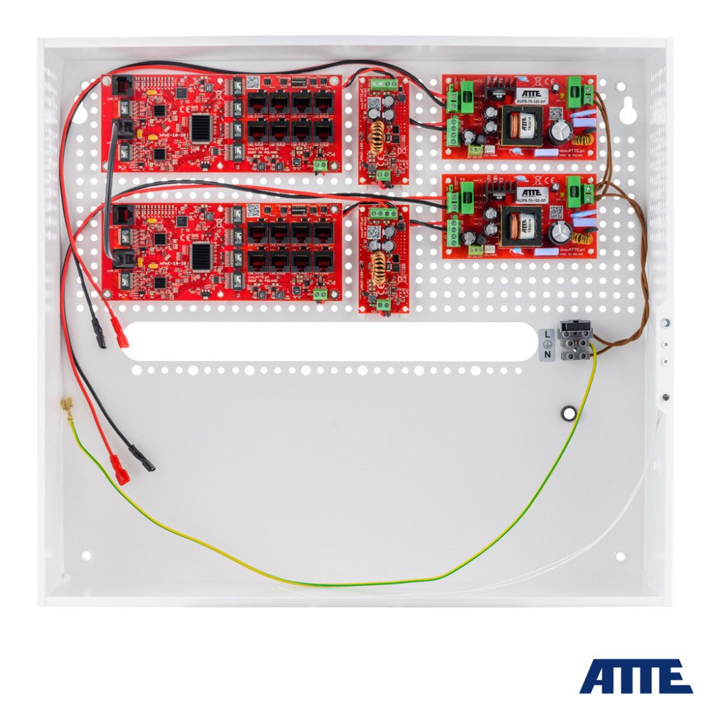 ATTE 16 IP-, ABOX-H (2 18 + ), 144 (2 x 72 ), 18- PoE (16 PoE 10/100 / + 2 Gigabit Uplink), IPUPS-16-20-H