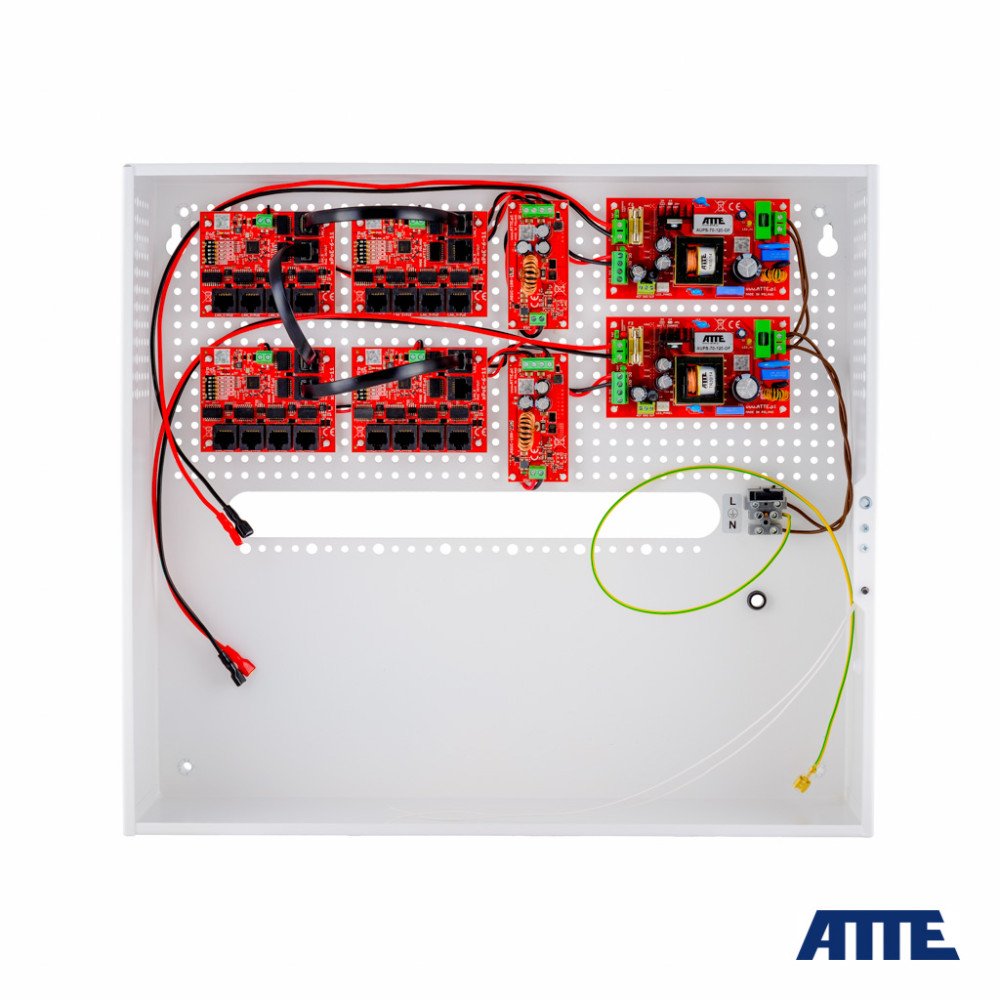 ATTE buferiu rinkinys 17 IP kameru, ABOX-H vidiniame korpuse (2x 18Ah baterija + NVR), 144W maitinimo saltinis (2x 72W), 18 prie