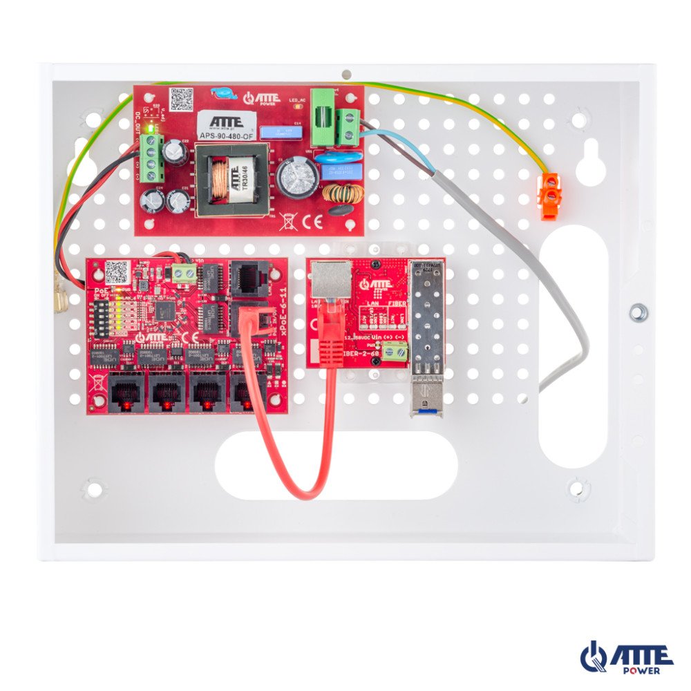 Gigabit media konverteris ATTE Ethernet - SFP, maitinimo tiekimo is PoE 802.3af arba PASSIVE galimybe. 1x LAN 10/100/1000 Mbps i