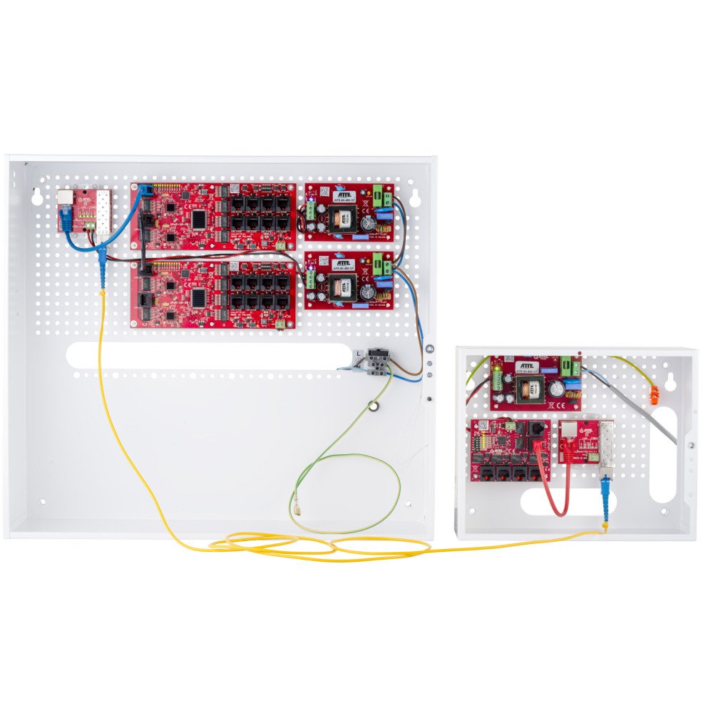 Gigabit media konverteris ATTE Ethernet - SFP, maitinimo tiekimo is PoE 802.3af arba PASSIVE galimybe. 1x LAN 10/100/1000 Mbps i