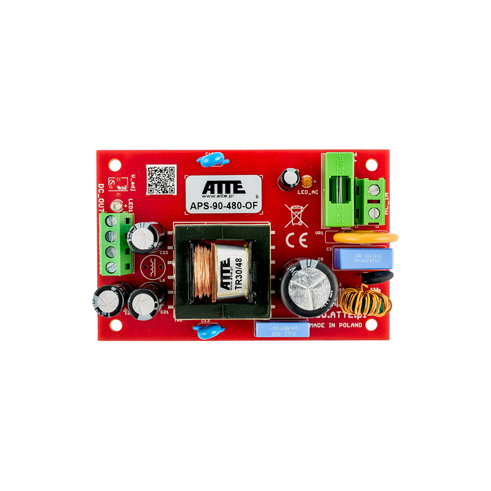 ATTE SMPS power supply unit, Vin 230VAC, Vout 48VDC, Iout 2A, Pout 96W, built-in module, type ATTE APS-90-480-OF