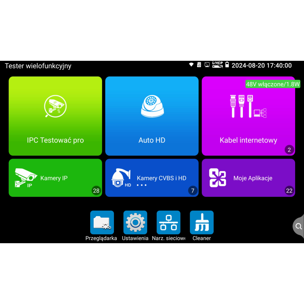 7" 4K 8Mpx VIDI-TES-7-PRO IP AHD CVI TVI HDMI-IN/OUT VGA-IN