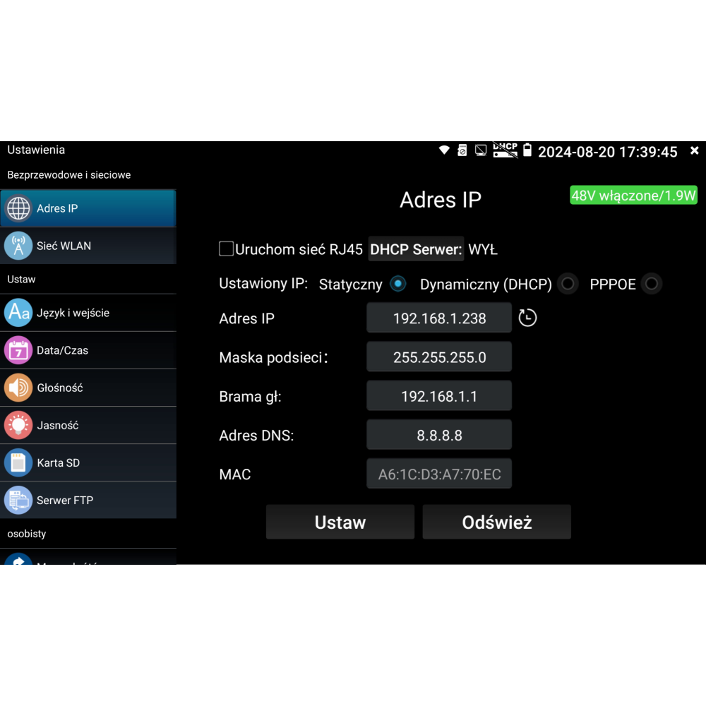 7" 4K 8Mpx VIDI-TES-7-PRO IP AHD CVI TVI HDMI-IN/OUT VGA-IN