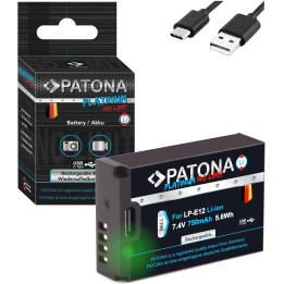 Aku Canon LP-E12 750 mAh ličio jonų platininis USB-C įkrovimas