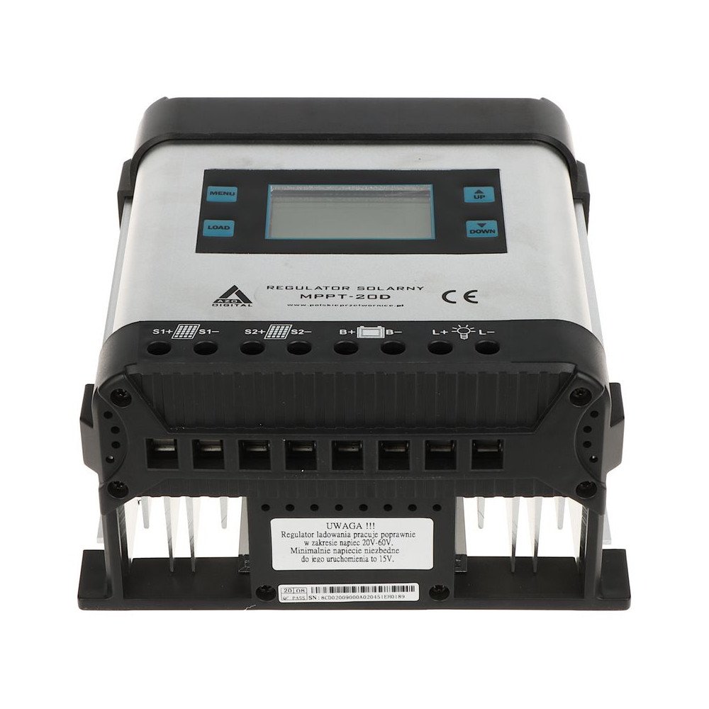 SAULES AKUMULATORA UZLADES REGULATORS SCC-20A-MPPT-LCD AZO Digital