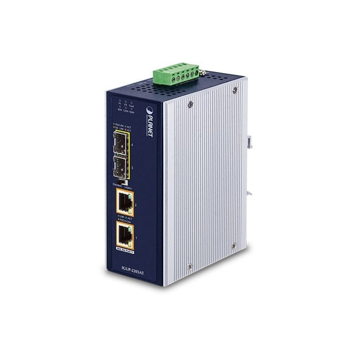 PLANET IGUP-2205AT Teollinen PoE++ -mediakonvertteri 90W