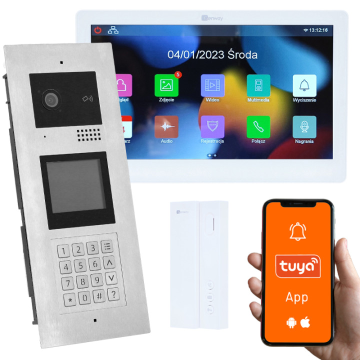 Домофон Genway KIT-F-M91-A01-ALL1 Multi-Apartment Video Intercom Kit with Code, Card, Key Fob Access, Tuya Smartphone Answering,