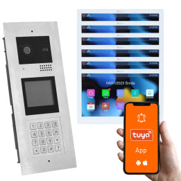 Домофон Genway KIT-F-M91-V13-6 Multi-Family Video Intercom Kit with 6 Touchscreen Monitors, 6 Families, Code/Card/Key Fob Entry,