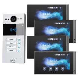 Комплект IP-видеодомофонии Akuvox R20BX4 с четырьмя мониторами S563W 8"