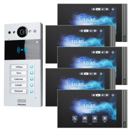 Комплект IP-видеодомофонии Akuvox R20BX5 с пятью мониторами S563W 8"