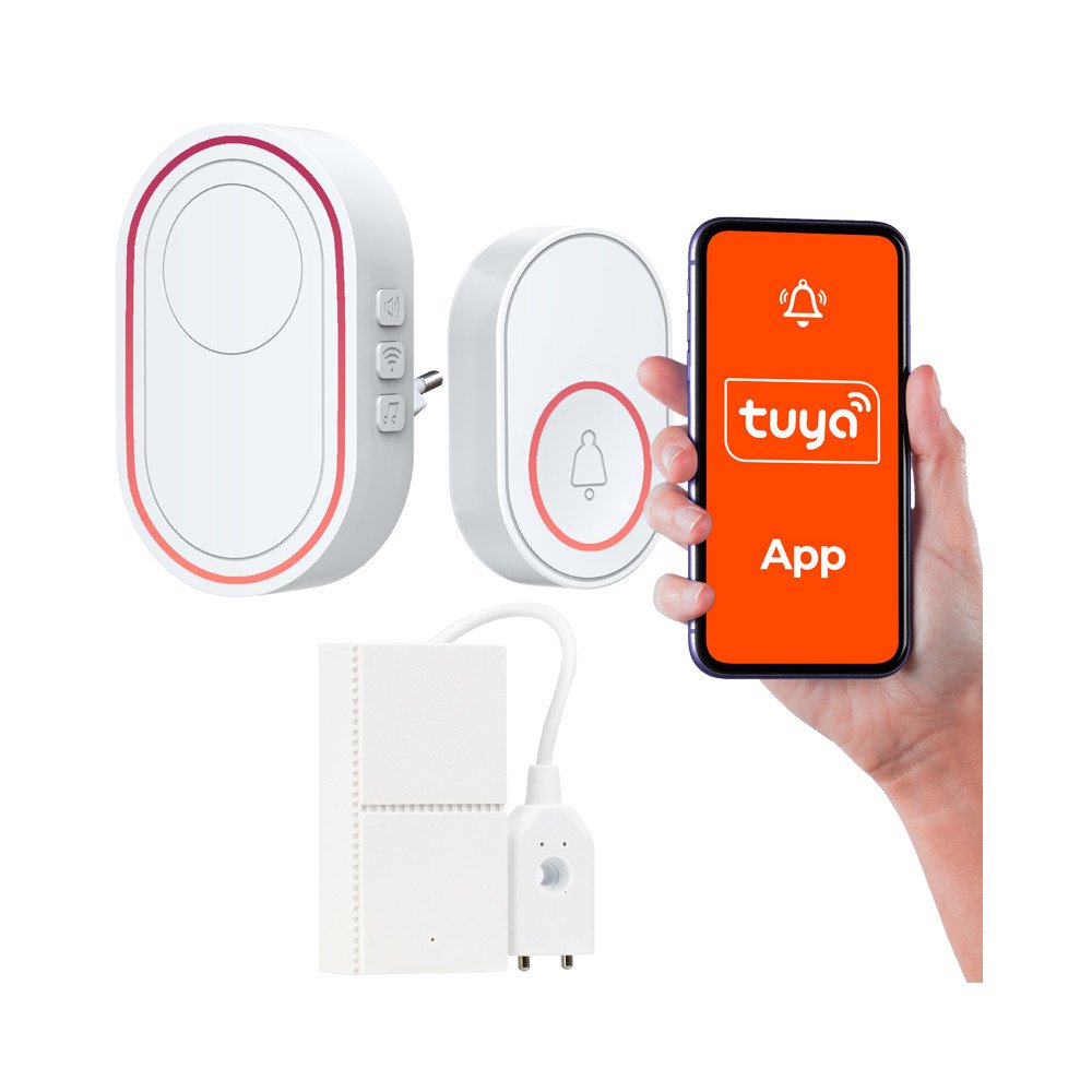 Tuya Wi-Fi juhtmevaba uksekell + veeuputuse anduriga alarm