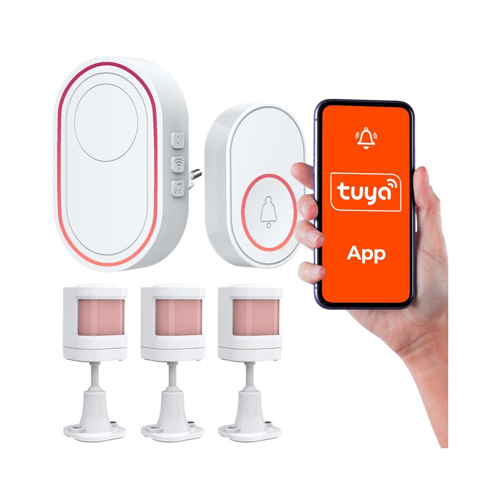 Tuya langaton Wi-Fi-halytys 3 PIR-anturilla + paniikkipainike