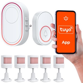 Tuya wireless Wi-Fi alarm with 5 PIR sensors + panic button