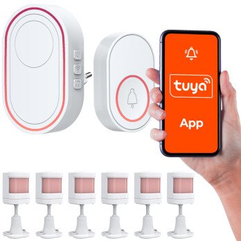 Tuya wireless Wi-Fi alarm, 6 motion sensors + panic button