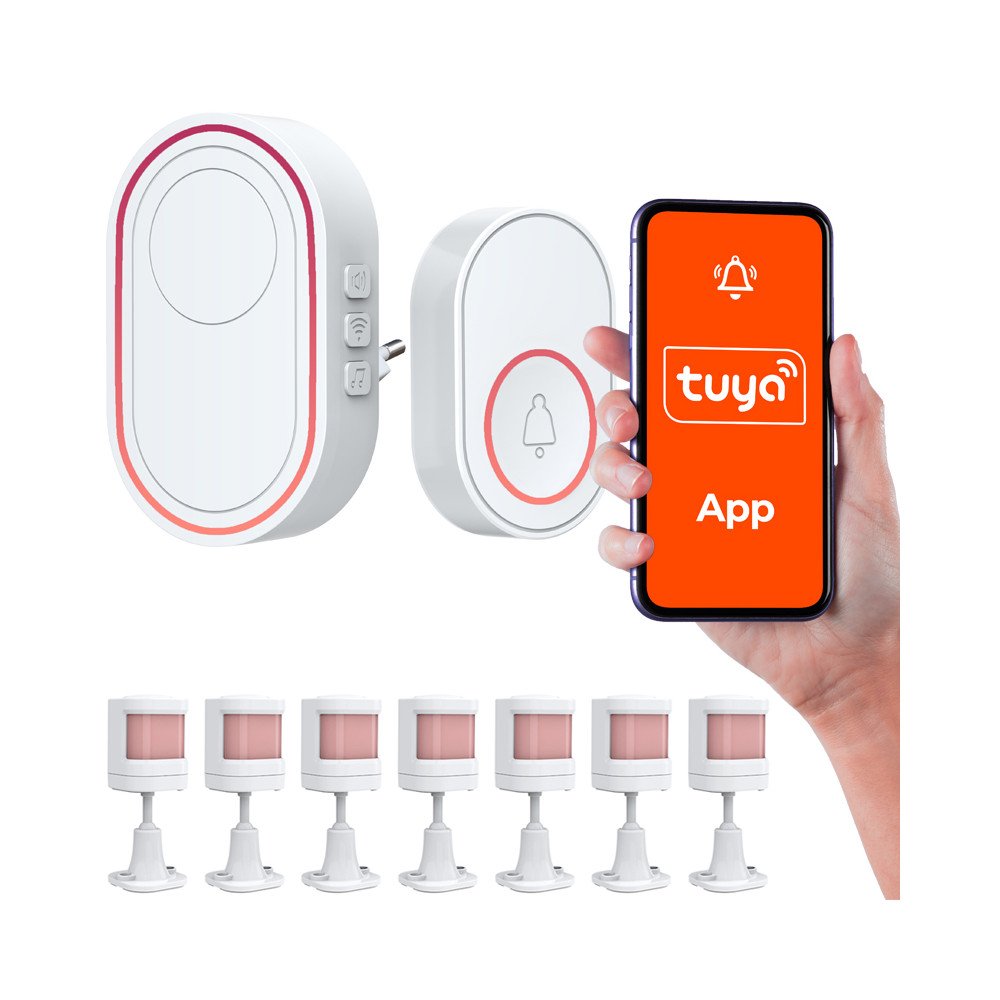 Tuya wireless Wi-Fi alarm with 7 PIR sensors + panic button