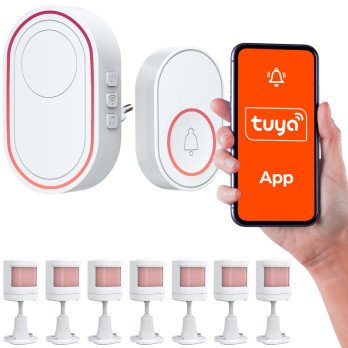 Tuya langaton Wi-Fi-halytys 7 PIR-anturilla + paniikkipainike