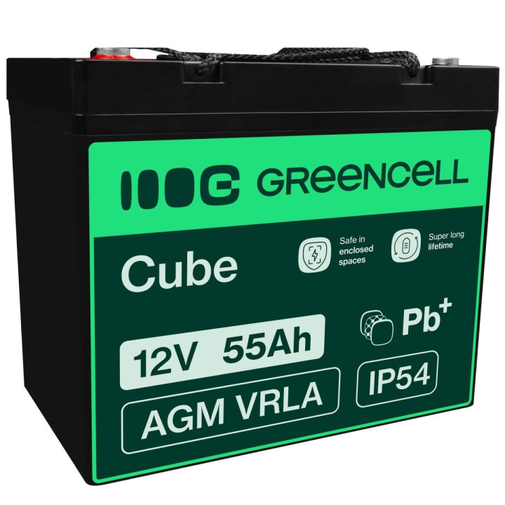 Bezapkopes AGM VRLA Green Cell AGM49 12V 55Ah akumulators (zāles pļāvējam, skrejritenim, laivai, ratiņkrēslam)