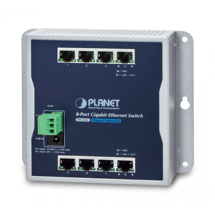 PLANET WGS-803 8 portu Gigabit sienas slēdzis IP30