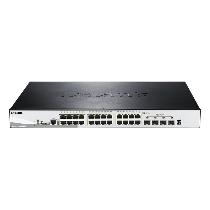 D-Link DGS-1510-28XMP pārvaldīts PoE slēdzis 24 PoE+ 4 SFP