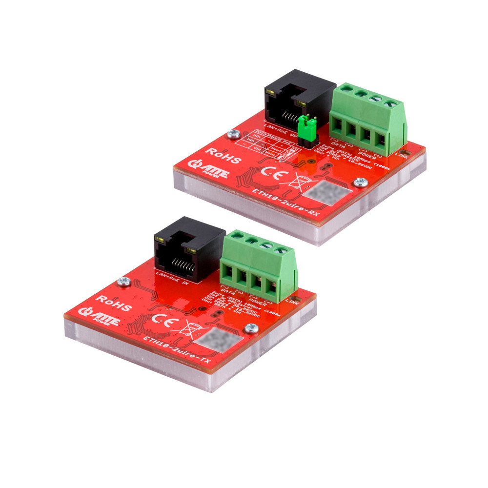 ETH10-2WIRE-SET ATTE-setti LAN + PoE -siirtoon 2 kaapelilla 10 Mbps jopa 1000 metriin