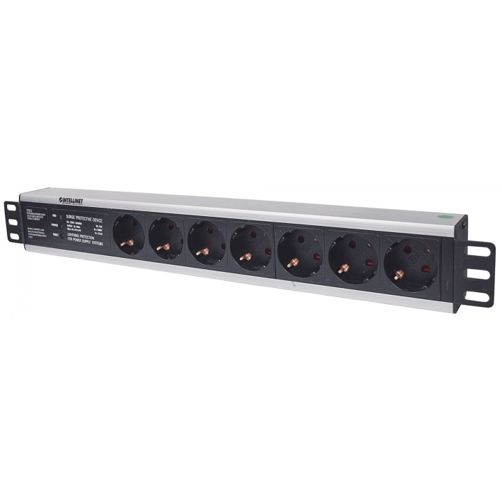 Intellinet 714006 19" 1.5U Rackmount Strāvas Sloksne 7 Ligzdas