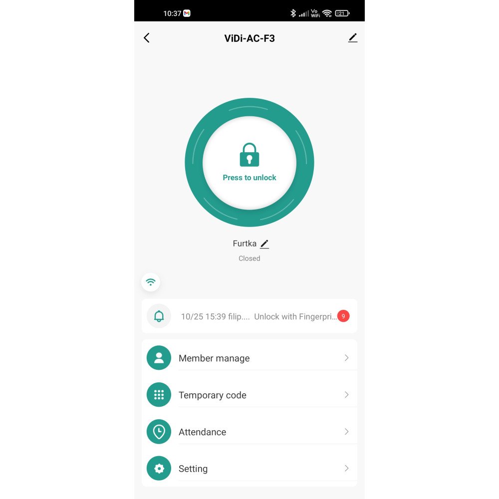 VIDI-AC-F3 EM MF Tuya Wifi Code Fingerprint Reader