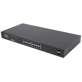 Intellinet 561259 16-Port Gigabit PoE+ Switch LCD SFP