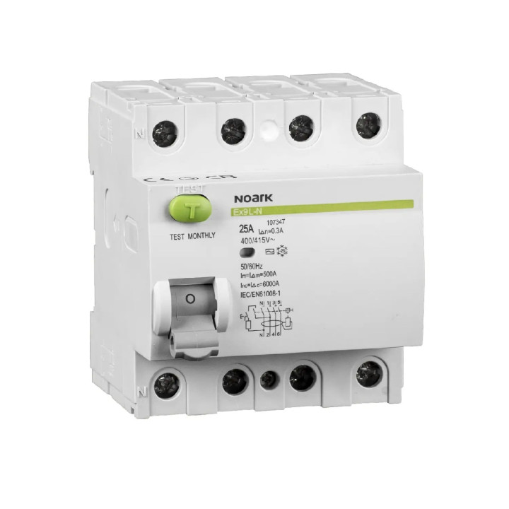 Noark 108367 RCCB 4P 63A 100mA tyyppi A 6kA