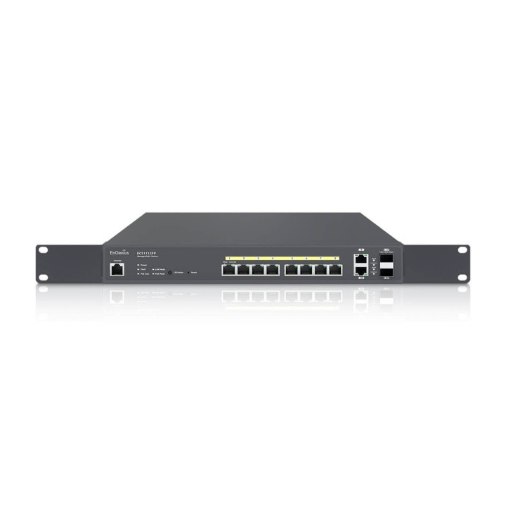 EnGenius ECS1112FP Managed Switch, 8x RJ45 Gigabit PoE+, 130W, 2x Uplink, Cloud