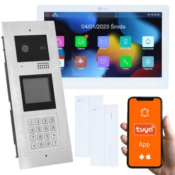 Mitmepere video sisetelefon, 2 perekonda taiendava telefonitoruga, avamine koodiga, kaart, votmehoidja, Tuya telefoniga vastamin