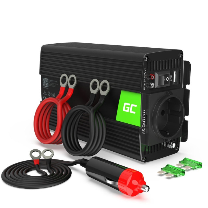 Green Cell INV16 Power Inverter 12V to 230V 500W/1000W Pure Sine Wave