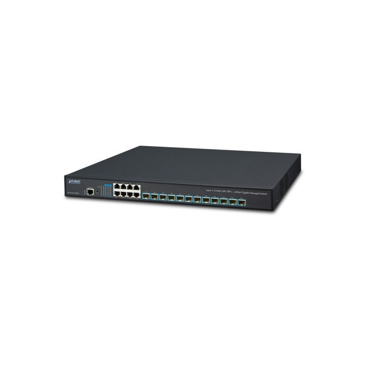 PLANET XGS-6350-12X8TR Layer 3 12-Port 10G SFP+ + 8-Port 10/100/1000T Stackable Managed Switch with Dual Redundant Power