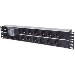 Intellinet 714051 19" 2U Rackmount Strāvas Sloksne 15 Kontakti