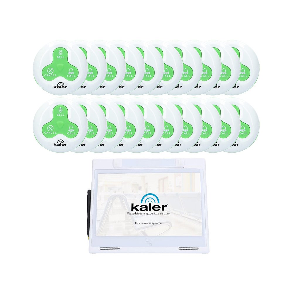 Padaveju iskvietimo sistema restoranams ir barams su jutikliniu ekranu, aptarnaujanti 20 staliuku