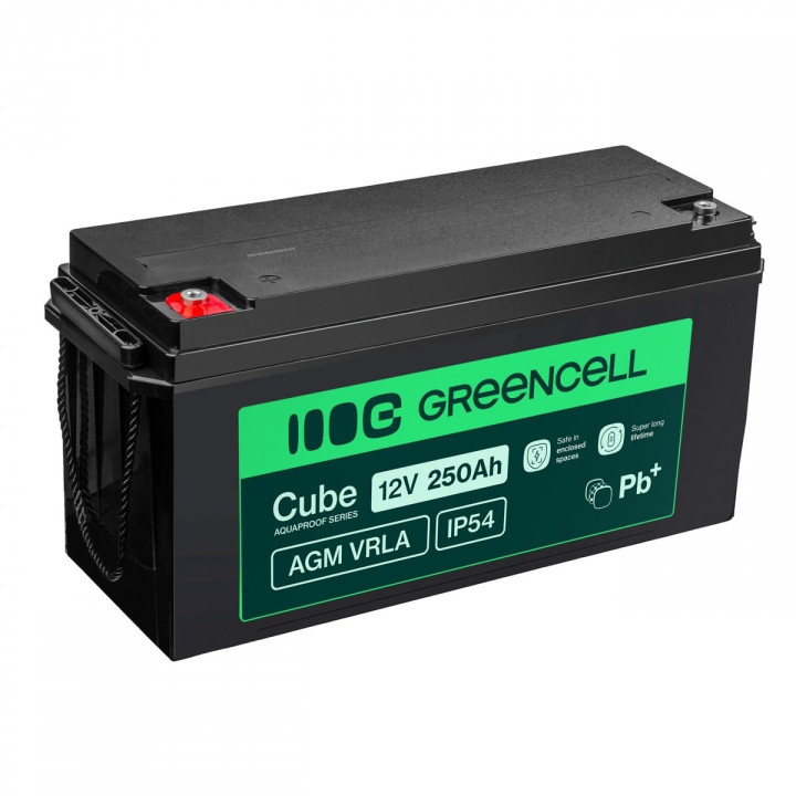 Green Cell AGM12V250AH-J 12V 250Ah AGM akumulators IP54