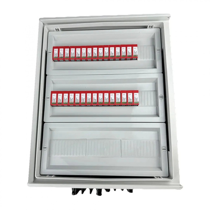 EMITER EM-1365_DC DC Junction Box IP66 with Surge Protection Device Dehn 1000V Type 2, 10x PV Strings, 10x MPPT