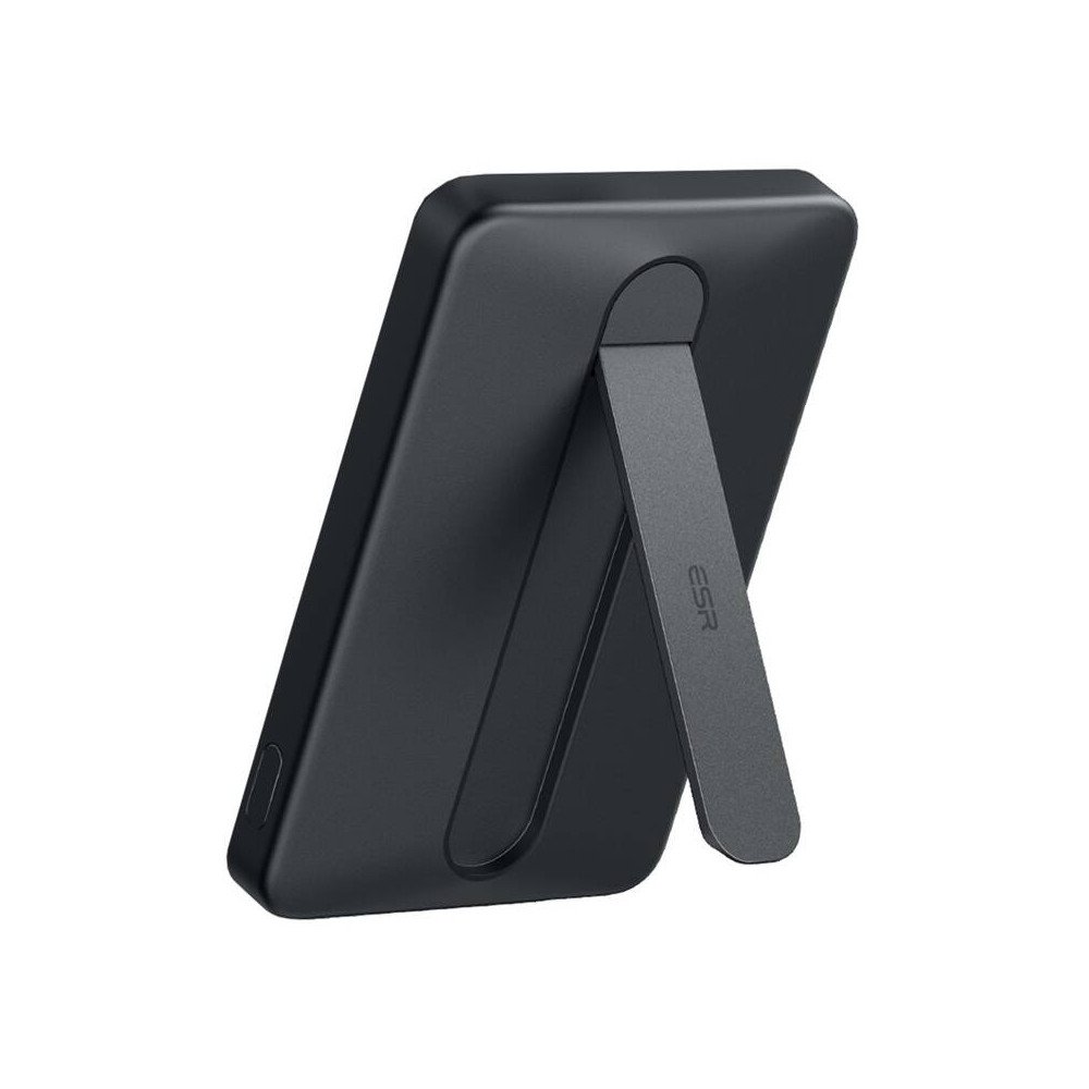 ESR Qi2 MagSlim 5000 mAh magneettinen varavirtalahde jalustalla (musta)