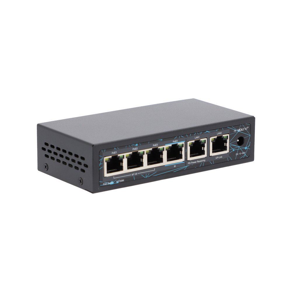 Switch Vidiline VIDI-F0420F-EXT 4x PoE 100Mb/s 2x RJ45 100Mb/s 60W z funkcja extendera PoE