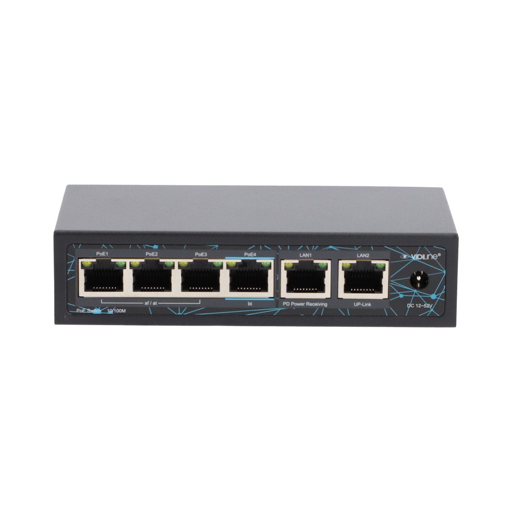 Switch Vidiline VIDI-F0420F-EXT 4x PoE 100Mb/s 2x RJ45 100Mb/s 60W z funkcja extendera PoE