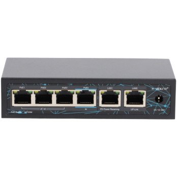 Sledzis Vidiline VIDI-F0420F-EXT 4x PoE 100Mb/s 2x RJ45 100Mb/s 60W z funkcja pagarinatajs PoE