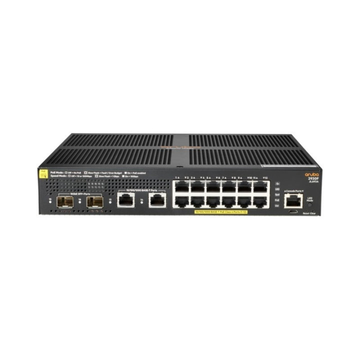 HPE Aruba 2930F 12G PoE+ коммутатор JL693A – 12 портов, 370W